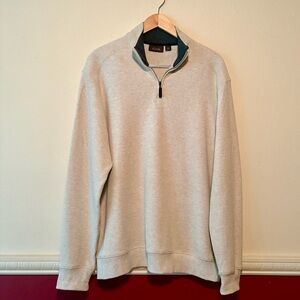 Tasso Elba beige cotton 1/4 zip‎ sweater